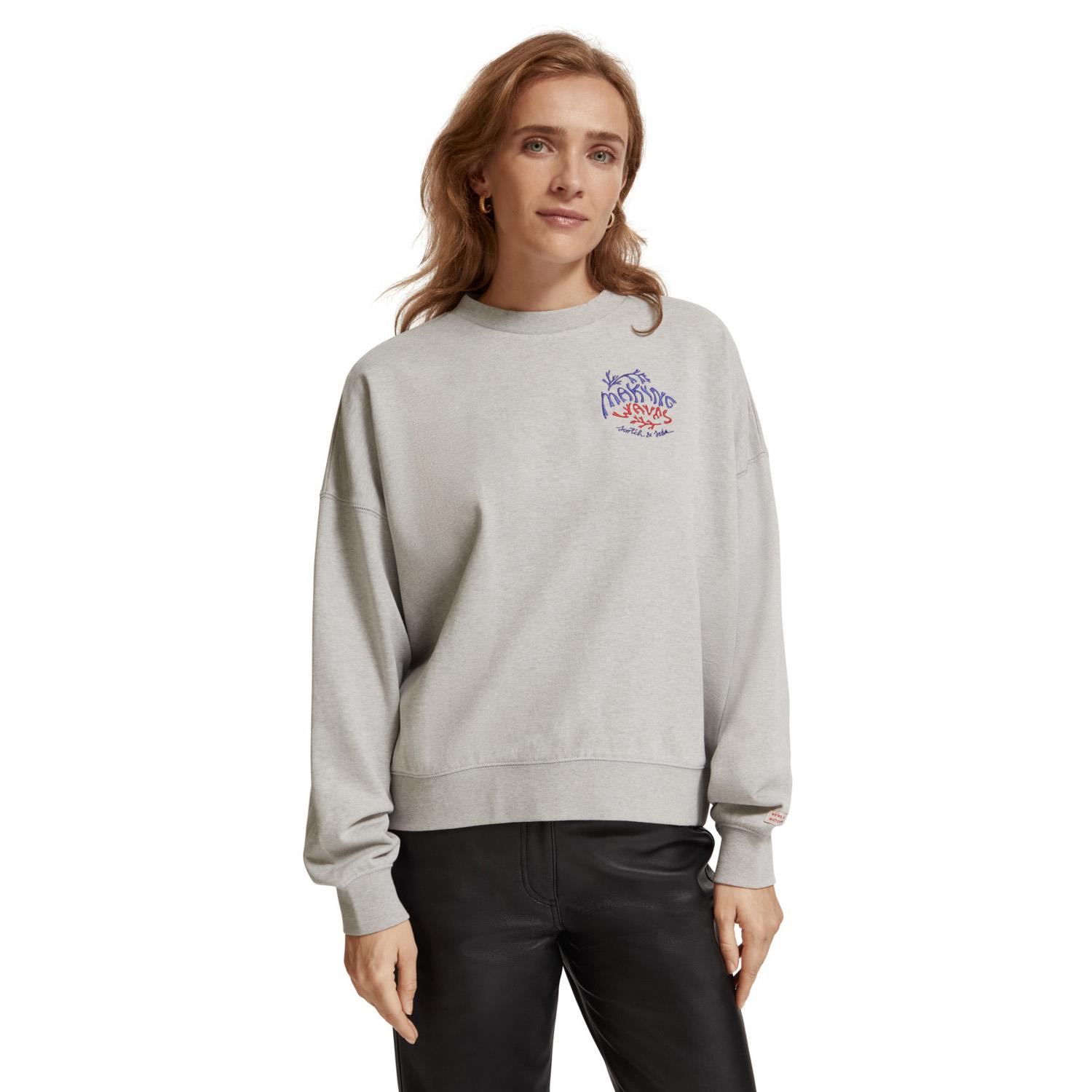 Scotch & Soda Boyfriend Fit Sweatshirt With Woven Back Print